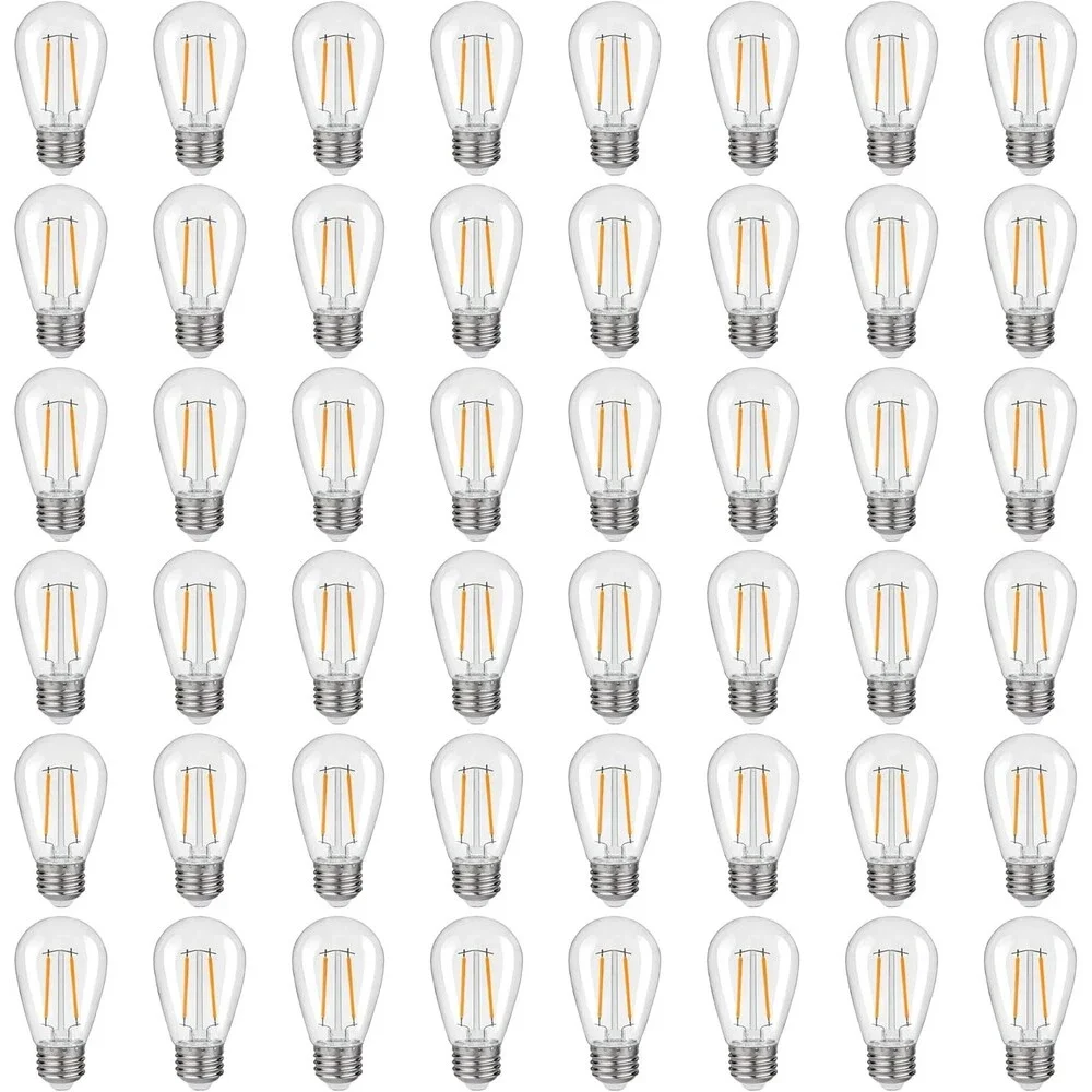LED S14 Edison Bulb 48 Pack 2W 150LM Shatterproof Outdoor Plastic E26 Base